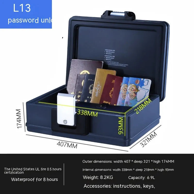 L12 mechanical portable password safe with combination lock for document storage