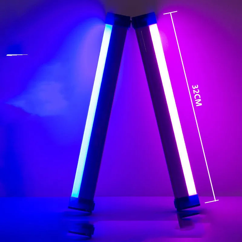 Rechargeable blue and purple LED tube stick photo fill light with dimmable RGB atmosphere lighting