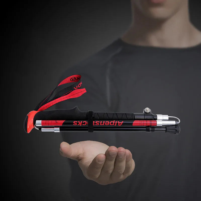 XINDA ultralight carbon fibre trekking poles with EVA handle and tungsten steel tip on a hiking trail