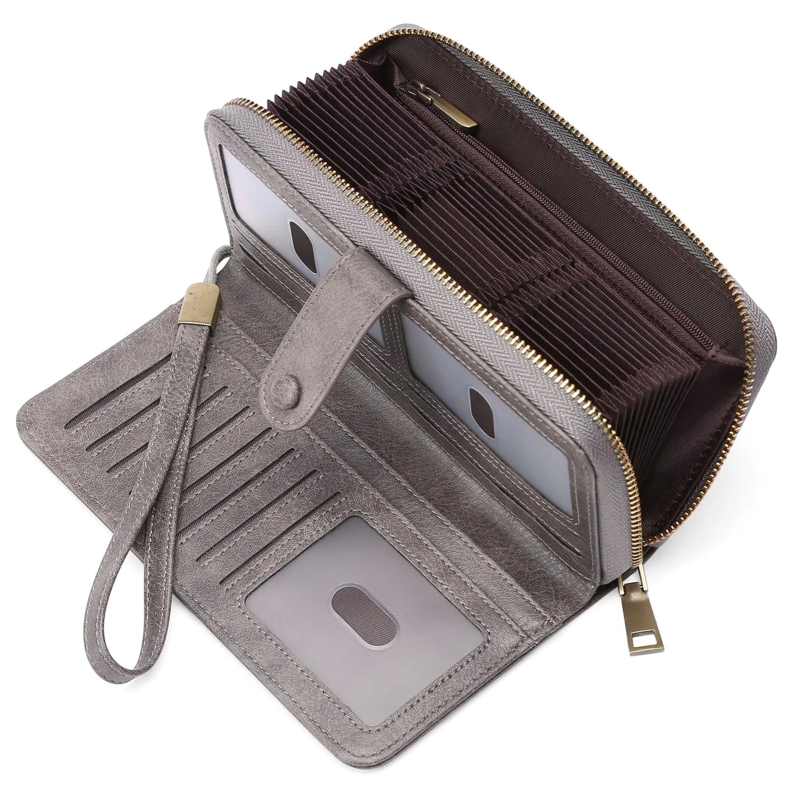 Women's expanding card holder wallet with anti-theft swiping function in multiple colour options