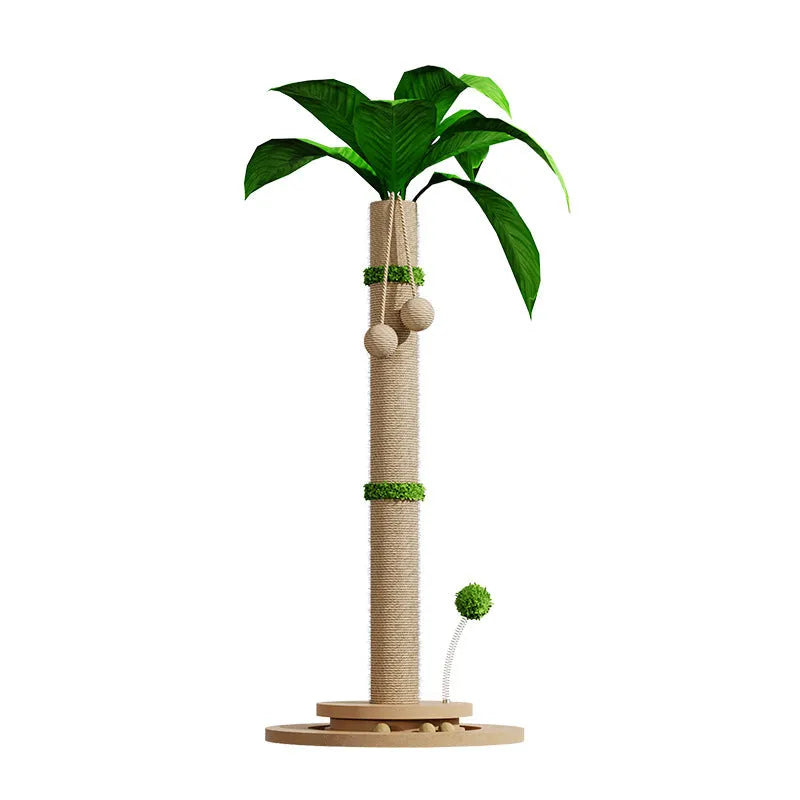 Vertical cat climbing frame with hemp rope scratching surface and canna colour chamfered columns