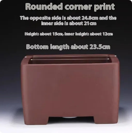 Square purple clay succulent bonsai pot in classical style on tabletop