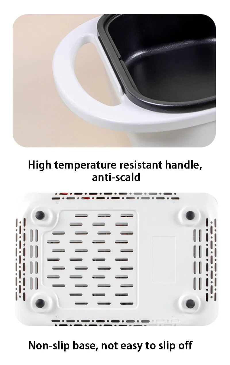 White dual-function electric caldron and frying oven with mechanical controls
