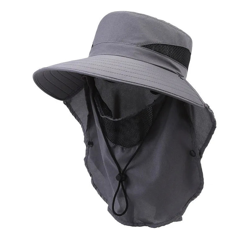 Men's wide brim adjustable fisherman sun hat in polyester fabric.