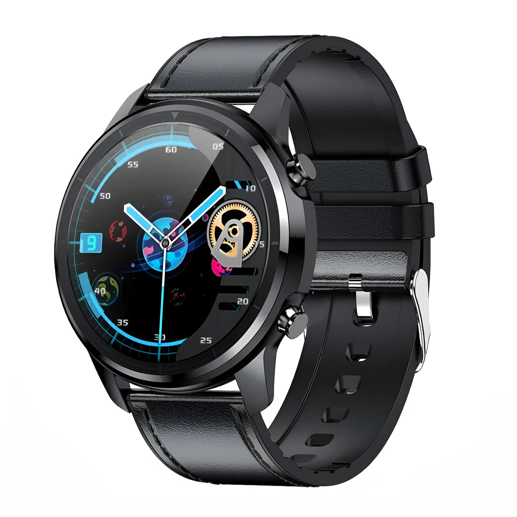 LEMFO LF26 black smart bracelet with 1.3-inch touchscreen on a wrist.