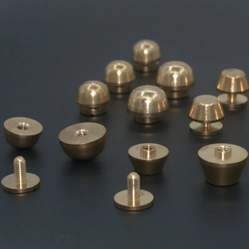 Brass decorative foot nails in 10x6mm and 12x7mm sizes for leathercraft