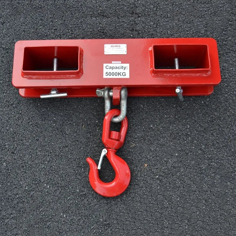 Forklift crane hook attachment with rotatable design and safety locking mechanism for 500kg lifting capacity