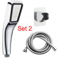 Orange hand-held pressurised shower with rain function shower head