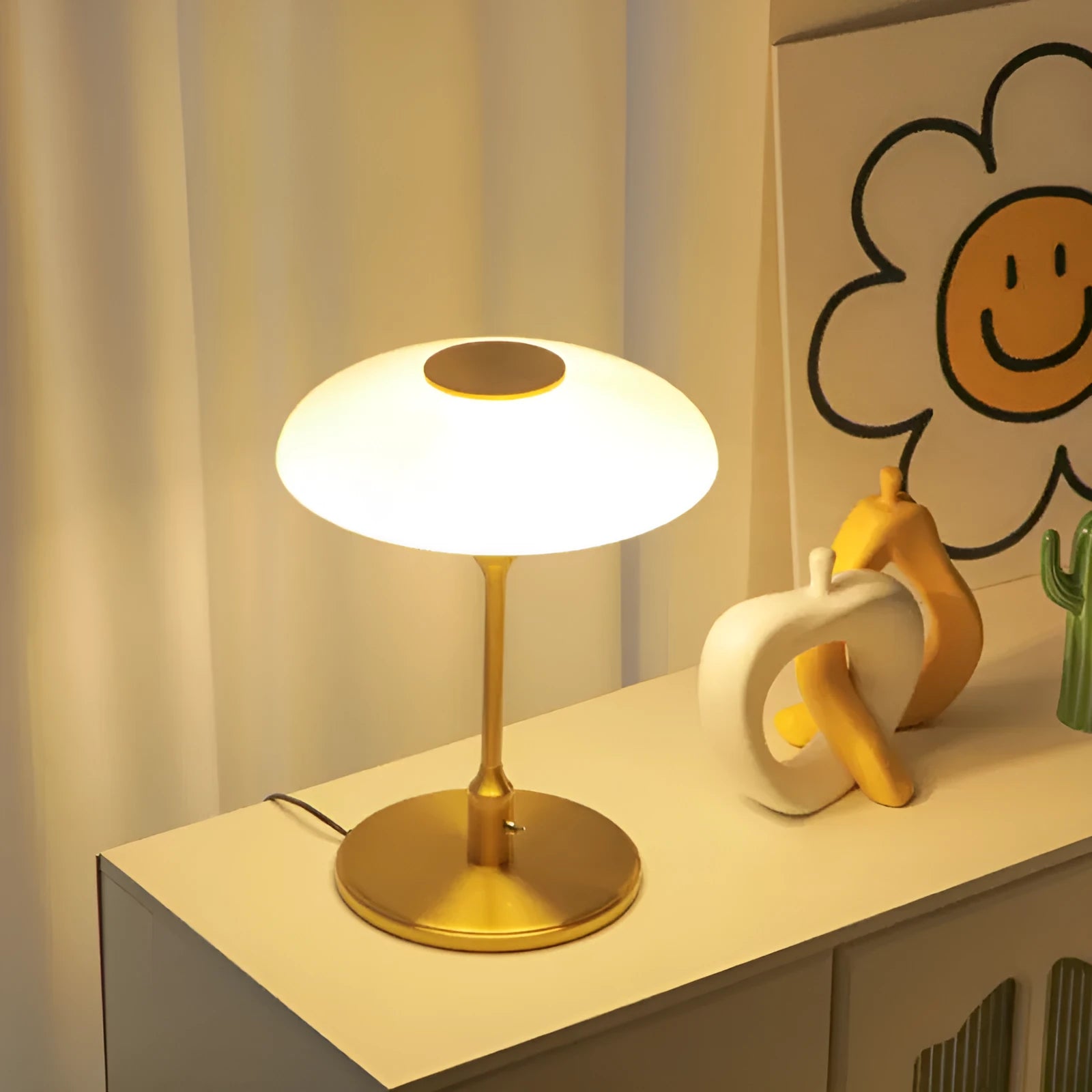 Vintage Korean-style nickel-plated bedside lamp in four colour options