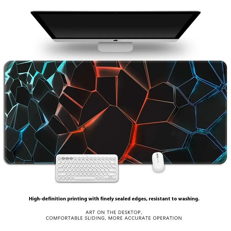 Thickened natural rubber computer keyboard mat with thermal transfer pattern and overlock edge