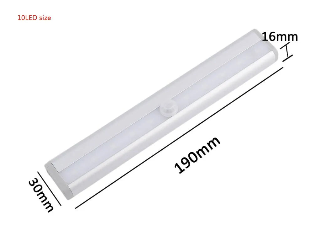 USB rechargeable human body induction LED closet light with magnetic back in white and warm white colour options.