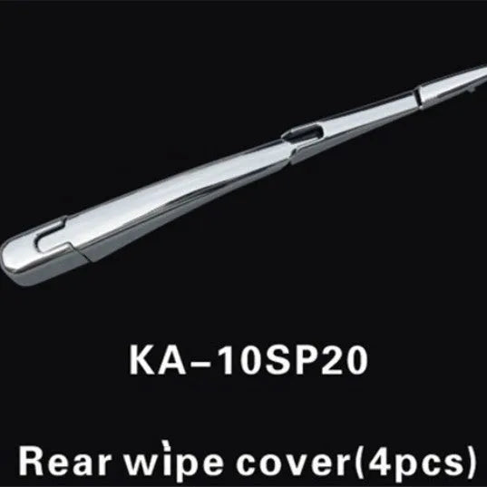 Set of four silvery ABS plastic rear window wiper cover trims for Hyundai 2010 model year vehicles.