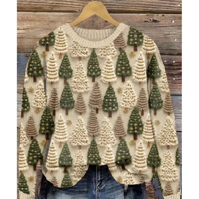 Little Flower digital printed floral pattern sweater in a round neck style.