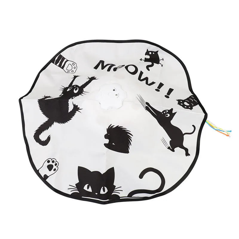 Cat self-hi teaser wand toy with colourful feathers and plastic handle