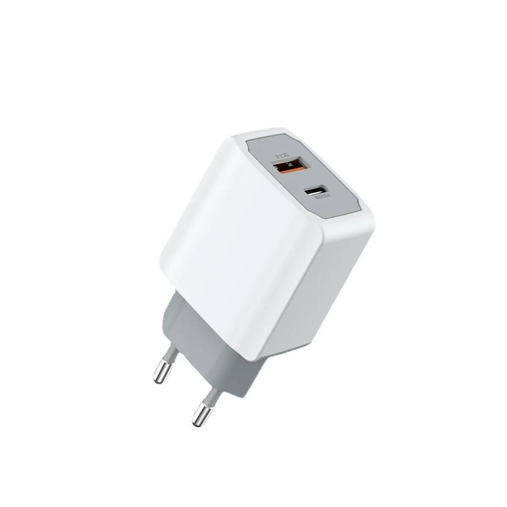 White USB fast charge charger set with fireproof ABS PC charging head and European standard cable