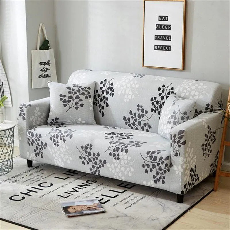 Elastic all-inclusive polyester sofa cover with striped pattern in multiple colours