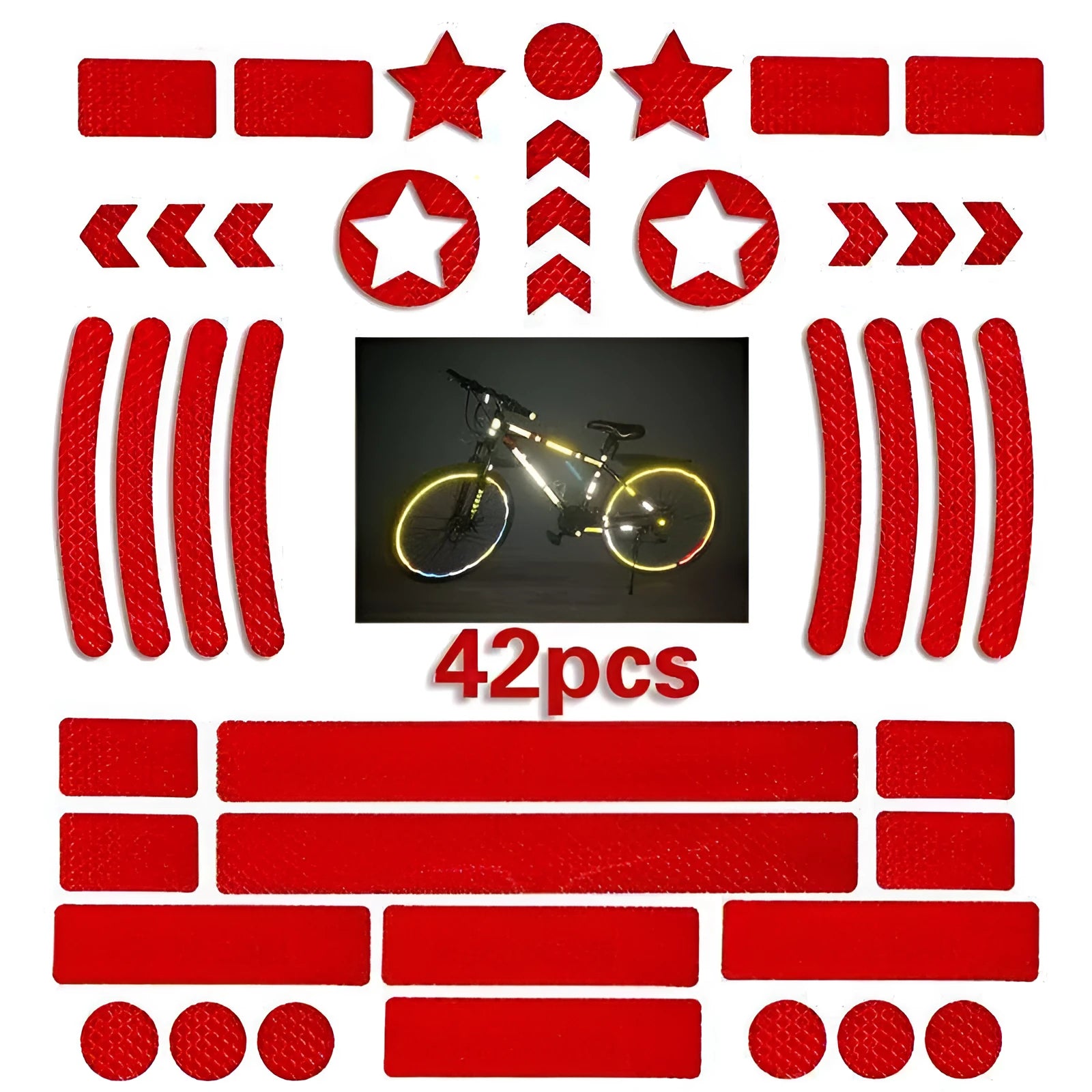 Bicycle reflective warning tape with geometric grid pattern in blue, yellow, red and white colours