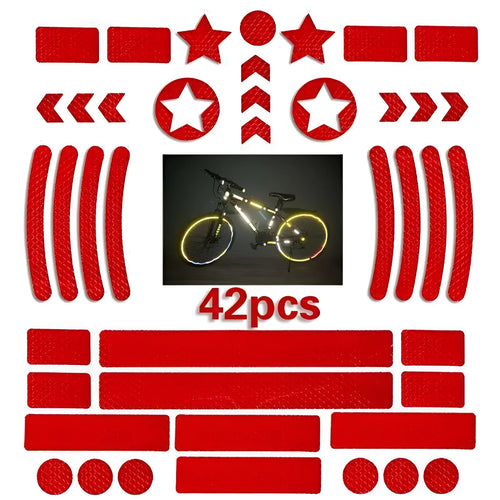 Bicycle reflective warning tape with geometric grid pattern in blue, yellow, red and white colours