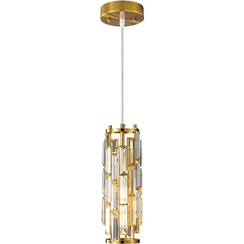 Single head LED crystal droplight in industrial style with metallic finish
