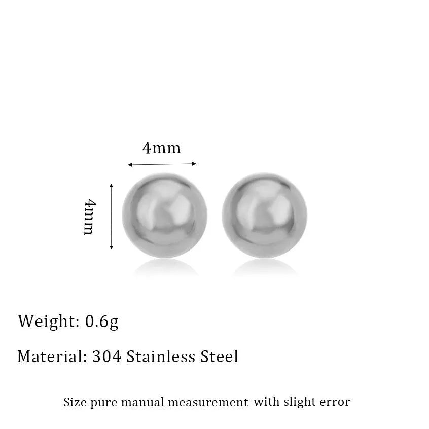 Stainless steel ball stud earrings with geometric round design in gold or silver electroplated finishes