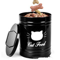 Round black iron storage canister with lid for dry food organisation, 301-500ml capacity
