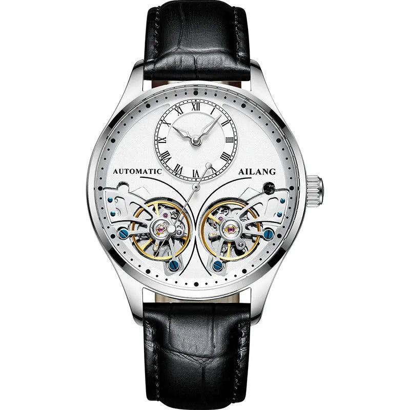 Seiko automatic men's watch with titanium case, tourbillon and moon phase complications on round face