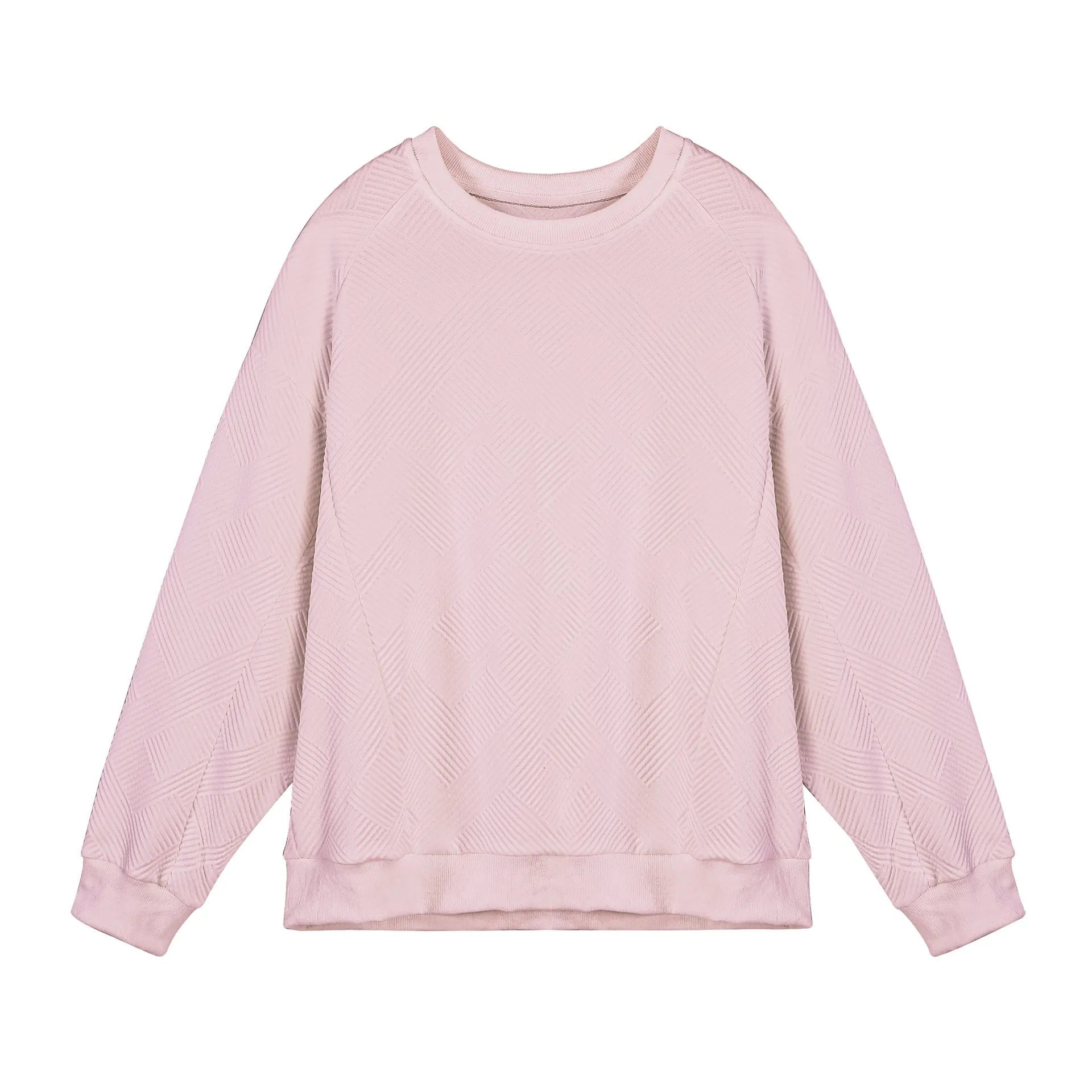 Men's loose fit twill jacquard pullover sweater in solid colours with round neck and long sleeves