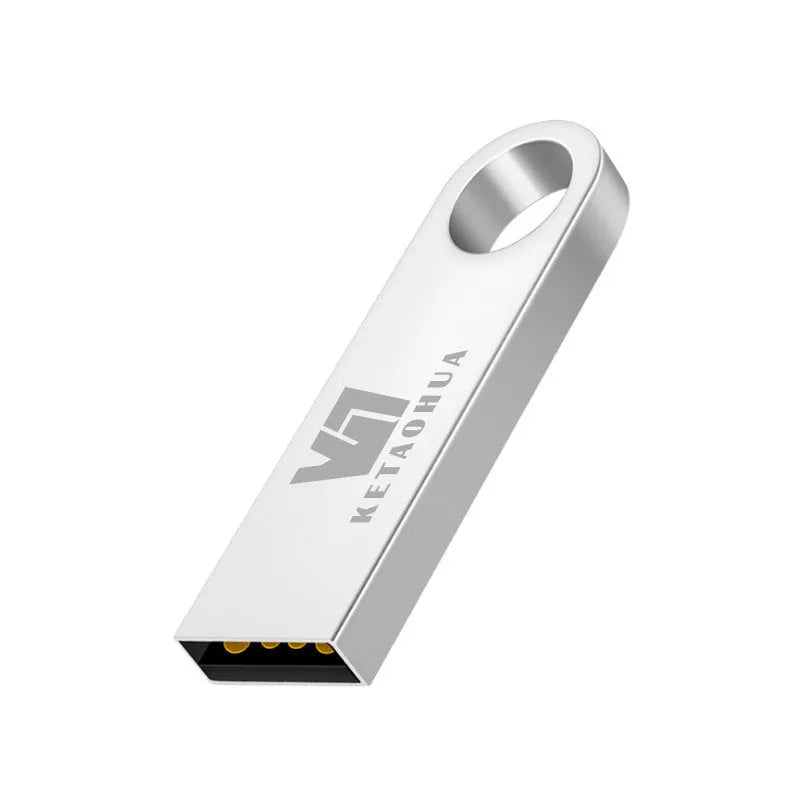 Silver metal car-shaped USB flash drive showing USB connector and compact size.