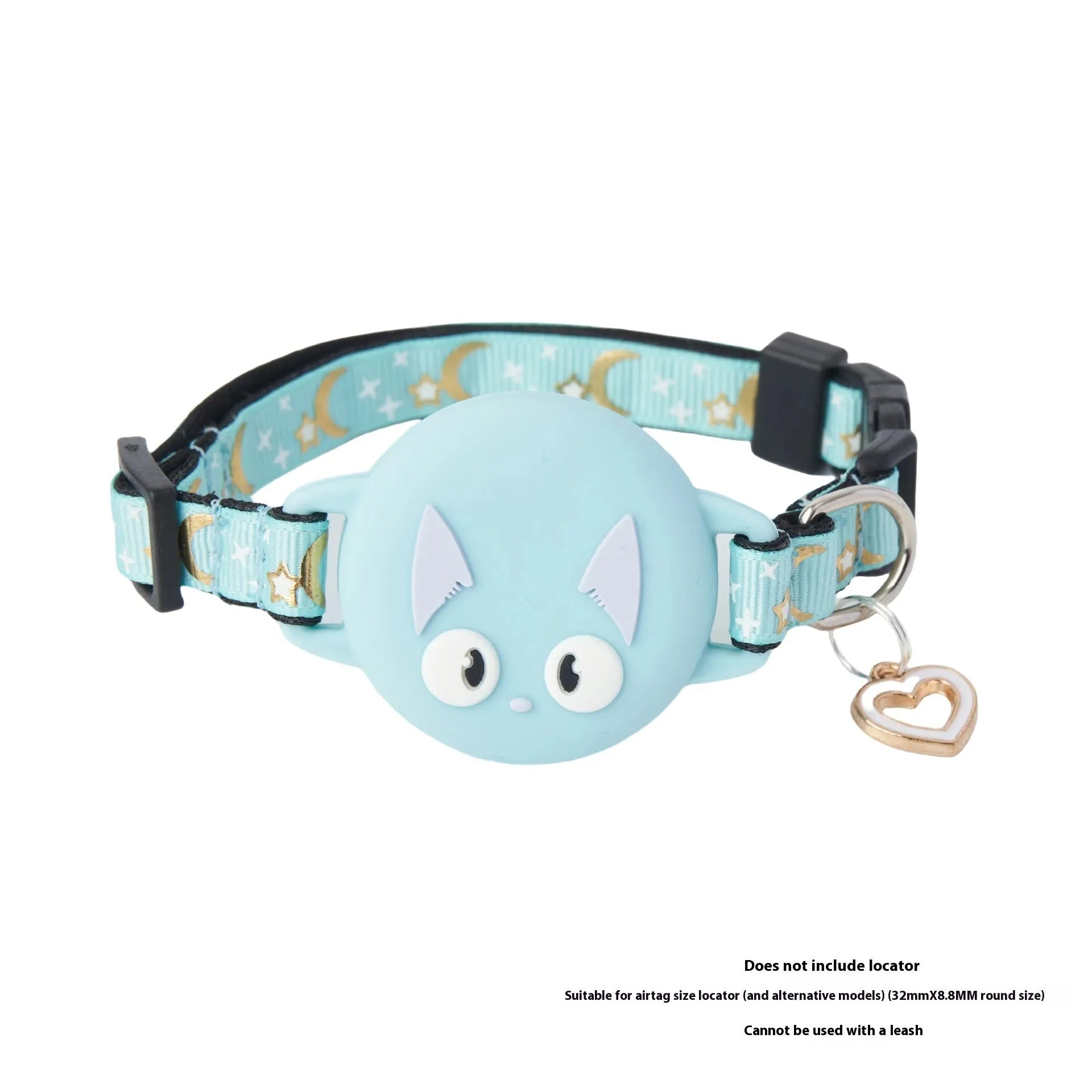 AirTag cat collar case in plastic showing adjustable sizing and four colour options