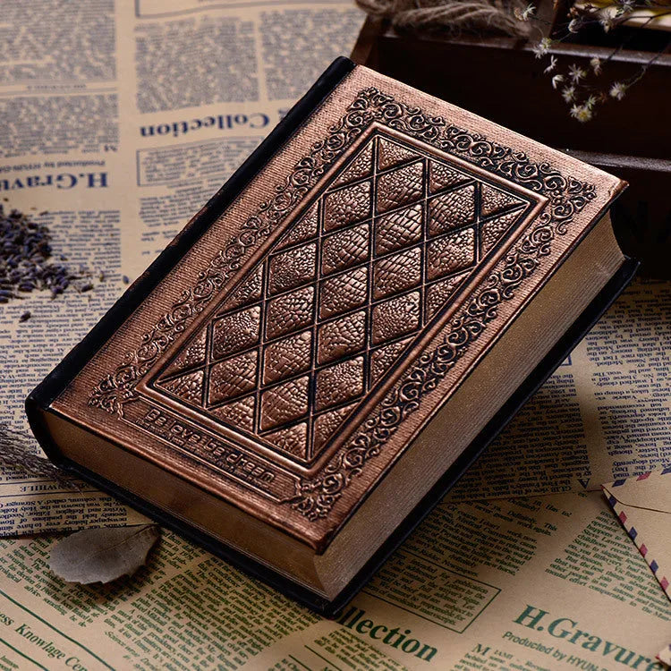 Embossed faux leather hardcover notepad in Bronze colour with super thick pages.