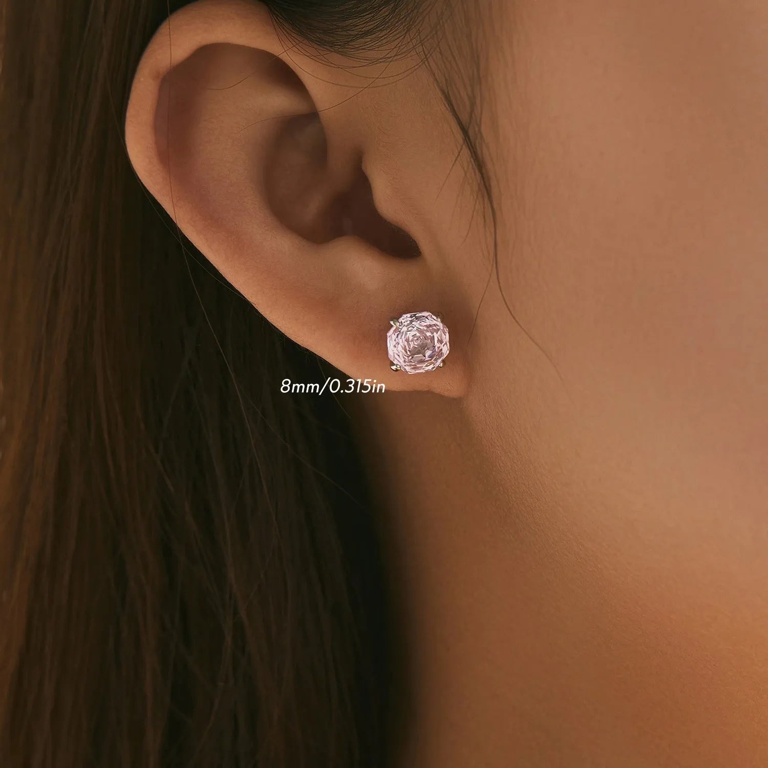S925 sterling silver rose stud earrings for women in flower shape with 6mm or 8mm size options