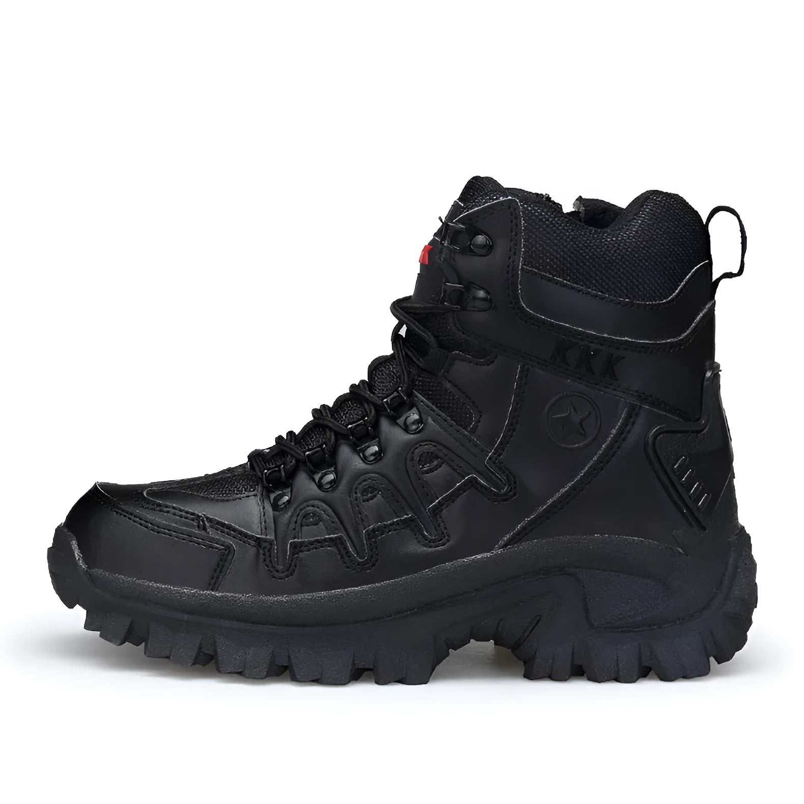 Black men's US Army Delta tactical outdoor boots with non-slip rubber sole.