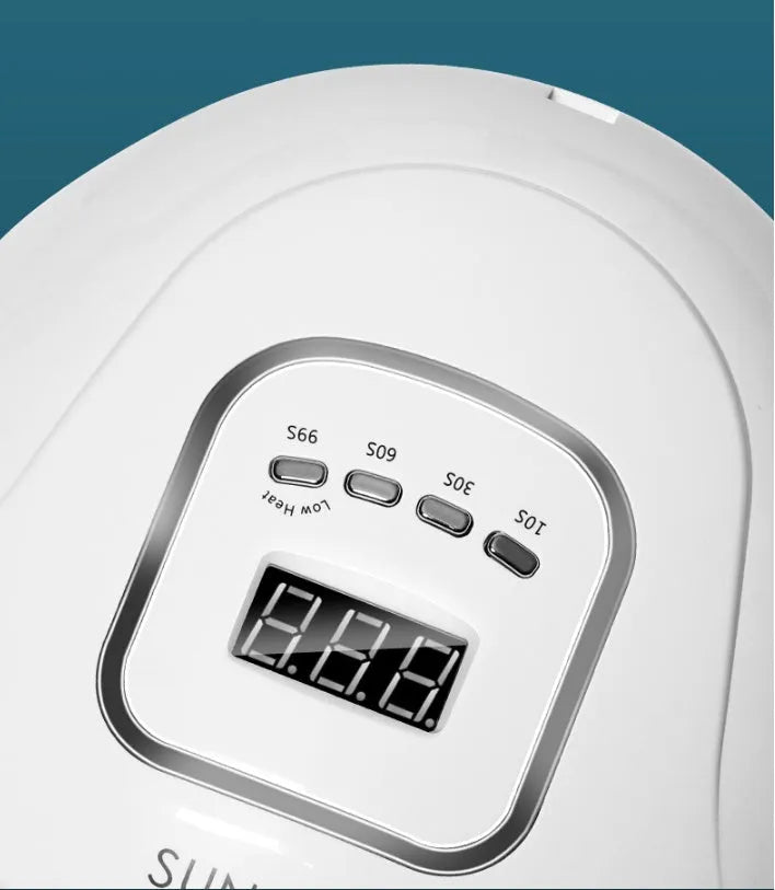 White nail polish dryer lamp with UV and LED dual light source for gel manicures