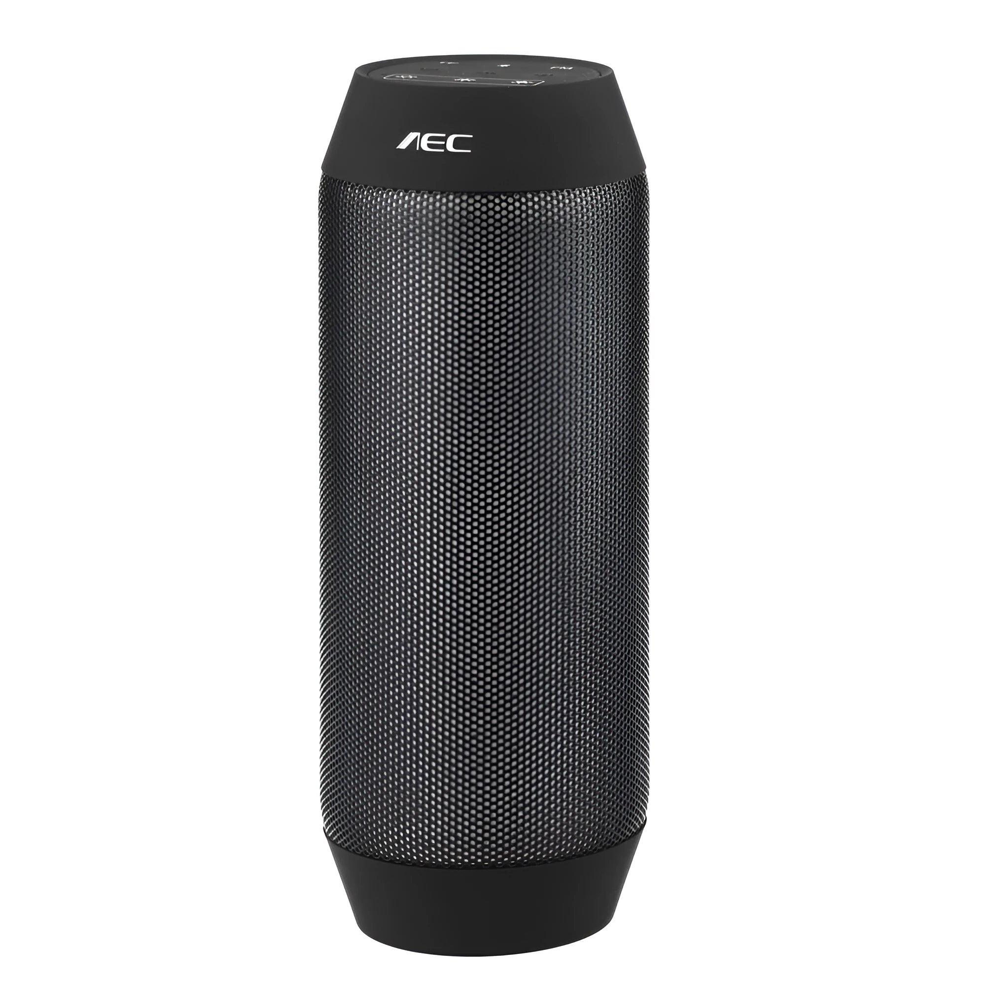 Small black or white Bluetooth speaker with colourful LED lights displaying red green blue white effects