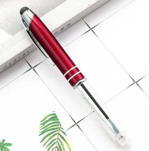 Metal multifunctional pen with capacitive stylus tip, ballpoint pen, and LED light in five colour options