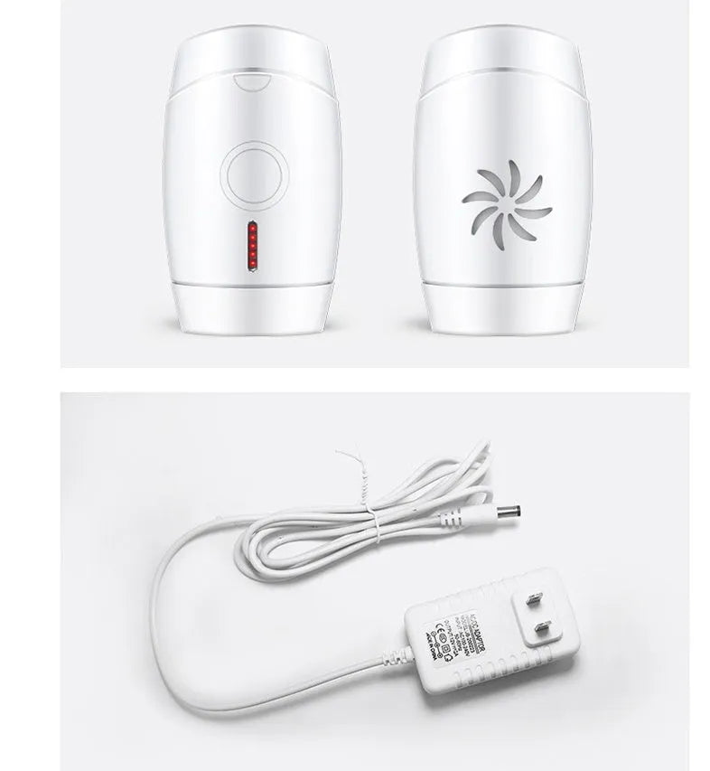 White home laser hair removal instrument with display screen and adjustment buttons