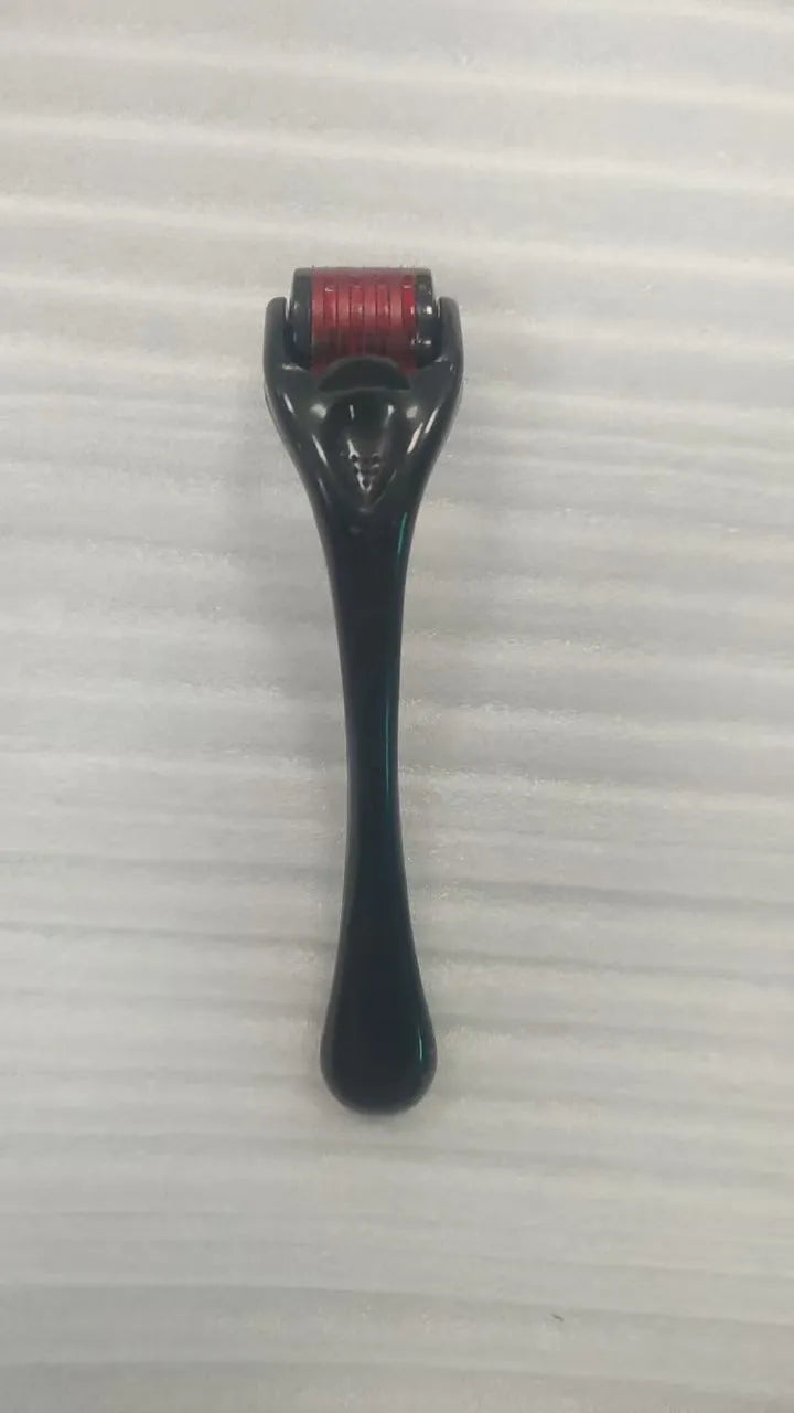 540 micro needle derma roller showing handle and wheel in different colour combinations with size specifications