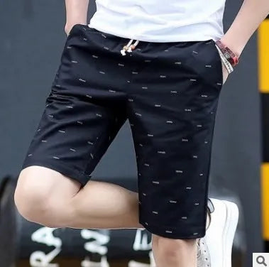 Men's middle-waisted cotton summer shorts with lace-up placket in seven colour options
