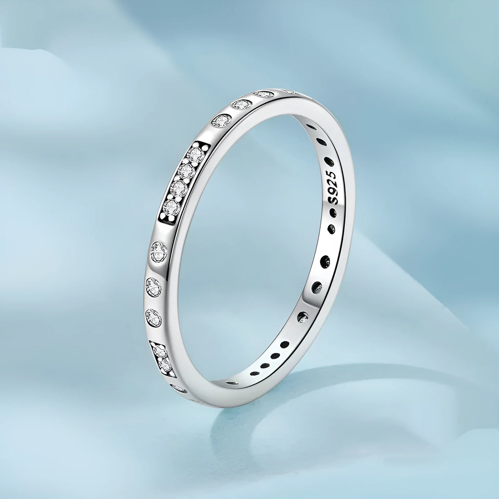 Moss Password black oxidised silver I Love You ring on a jewellery display.