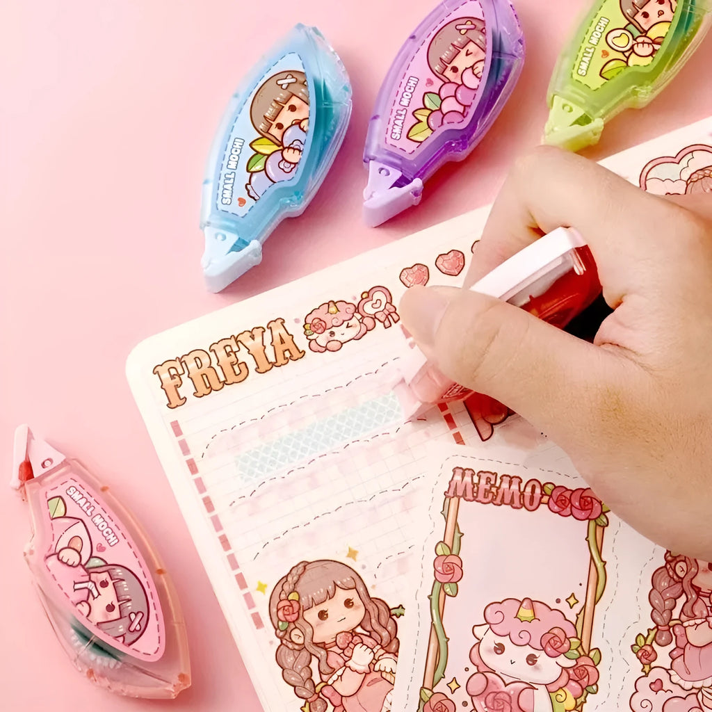Colourful dotting glue dots on a card for craft and stationery adhesion