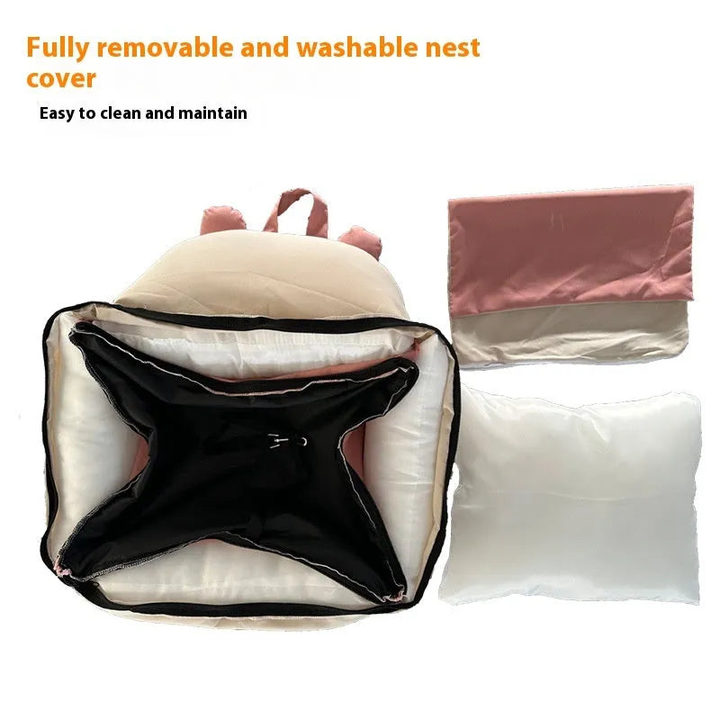 Four Seasons removable washable dog car kennel in beige, shown in size L dimensions 70x60x30cm.