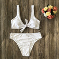 Pure colour bikini set in European and American style with sleeveless design