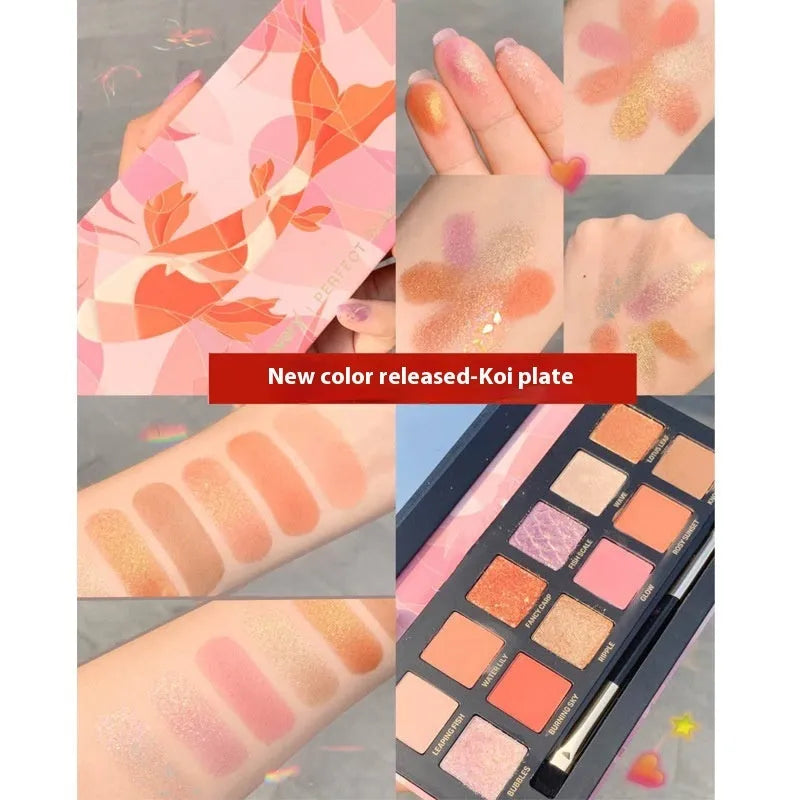 Explorer twelve-colour animal eye shadow palette open, showing pressed powder shades including cat, golden tiger and red fox.
