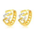 Geometric hollow-out gold electroplated alloy earrings with colour separation detail on ear clips