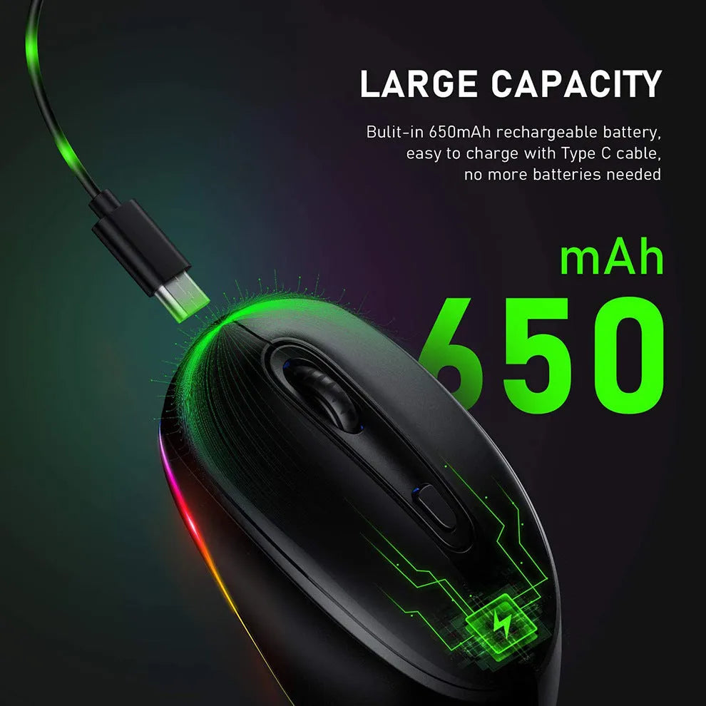 24g wireless rechargeable mouse in assorted colours with USB charging cable