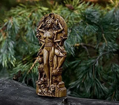 A detailed synthetic resin Greek Goddess statue measuring 22cm in height for altar or garden display.