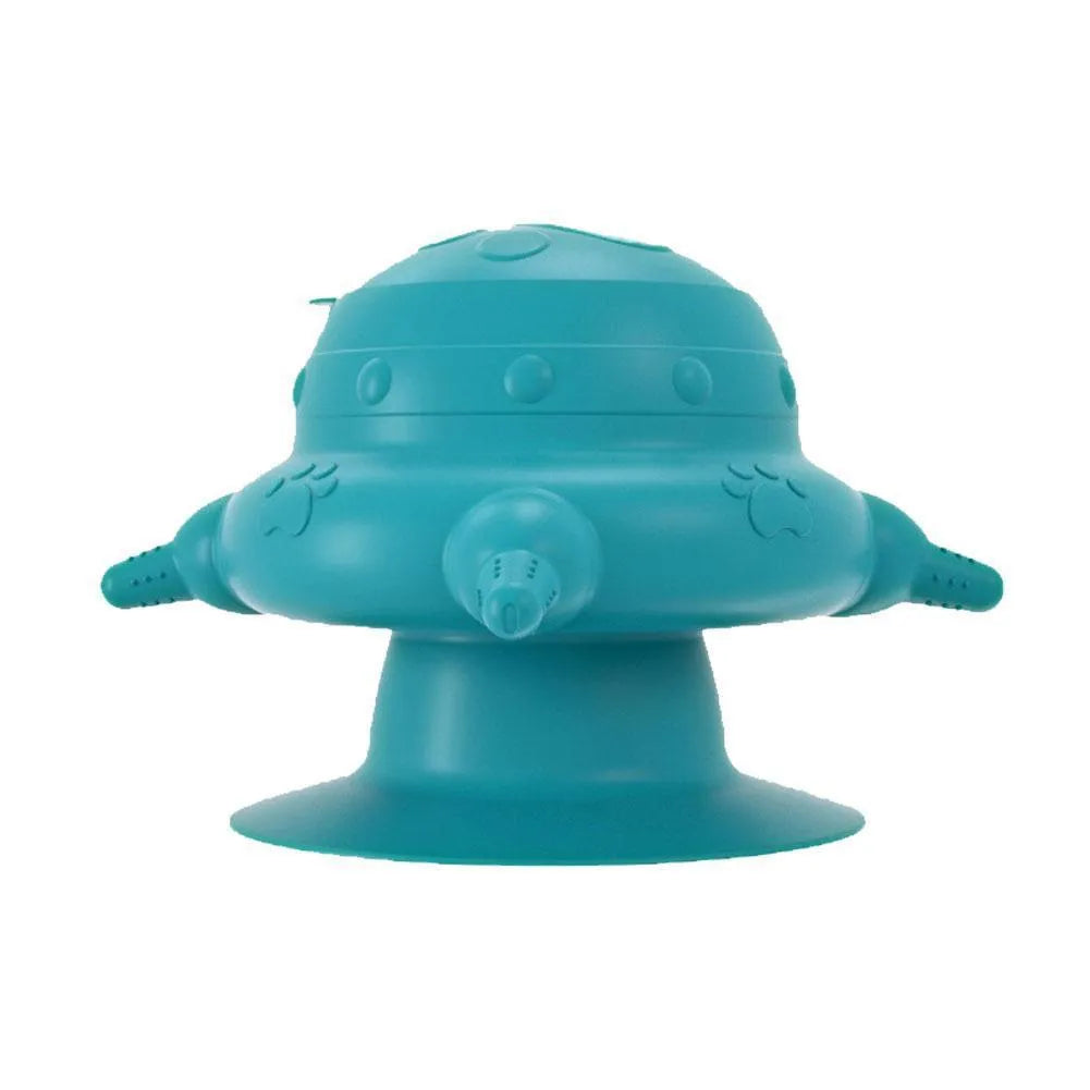 Pink silicone pet nursing device with breast-shaped milk bowl and pacifiers for feeding puppies and kittens