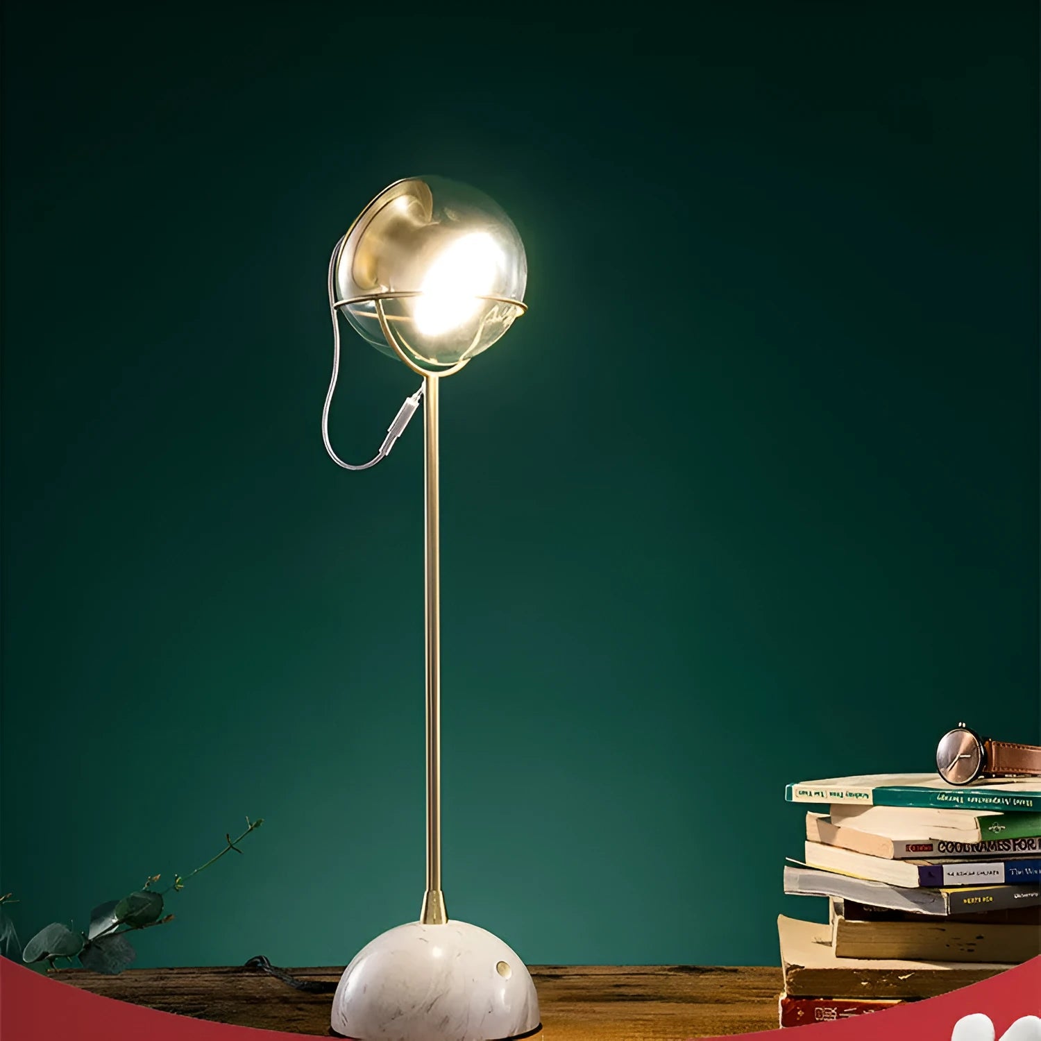 Modern glass lampshade desk lamp with touch dimmer switch showing adjustable 6W-10W power settings