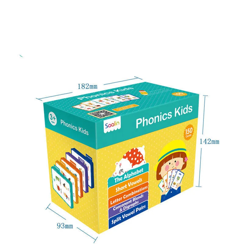 Early learning gift box containing 220 high-frequency word cards and five phonics workbooks for children aged 3+.