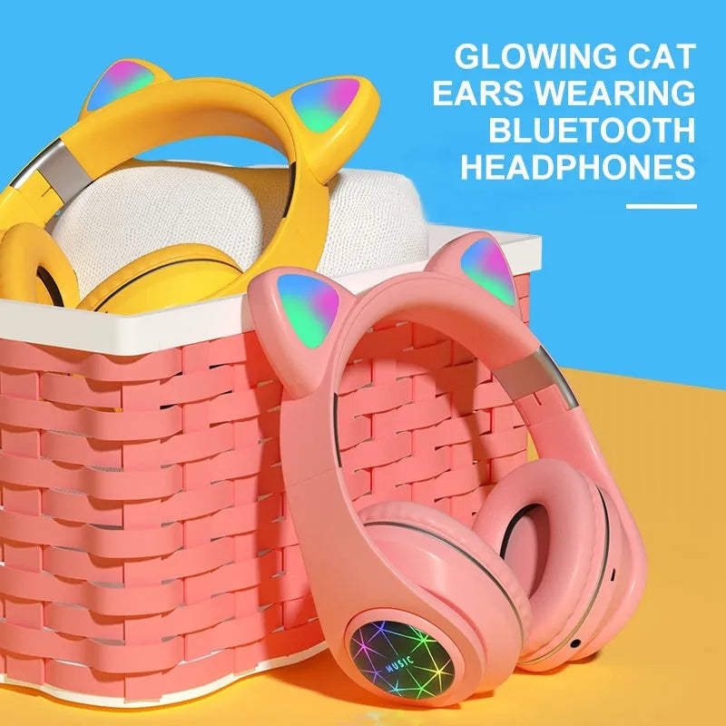 Wireless Bluetooth sports headphones with cat ear design in six colour options